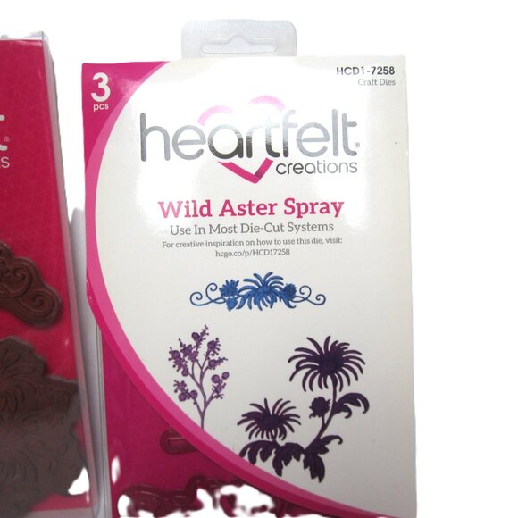 Heartfelt Creations Wild Aster Spray Cling Stamps & Craft Dies Pre-owned Floral - Picture 4 of 4